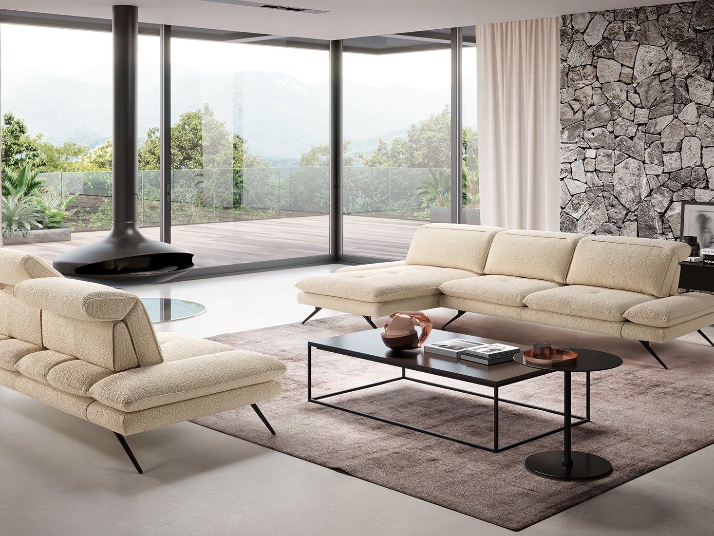 Canapé Céline : confort moderne et design élégant, disponible en cuir ou tissu pour sublimer votre intérieur.